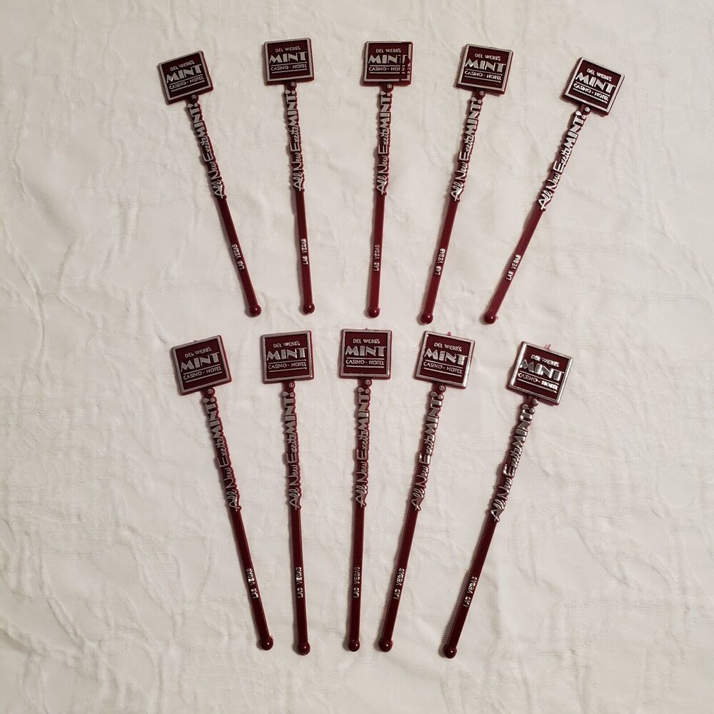 Vintage Las Vegas Mint Cocktail Swizzle Stir Sticks Set 10 Plastic Del Webb New